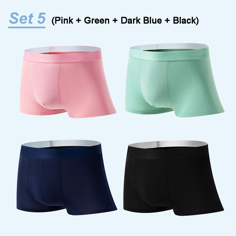 4 Pieces Men's Ice Satin Antibacterial Breathable Boxers