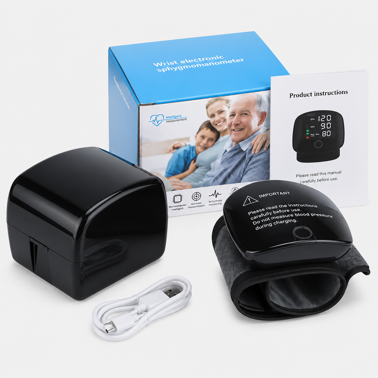 Wrist Blood Pressure Monitor with LED Display and Automatic Measurement